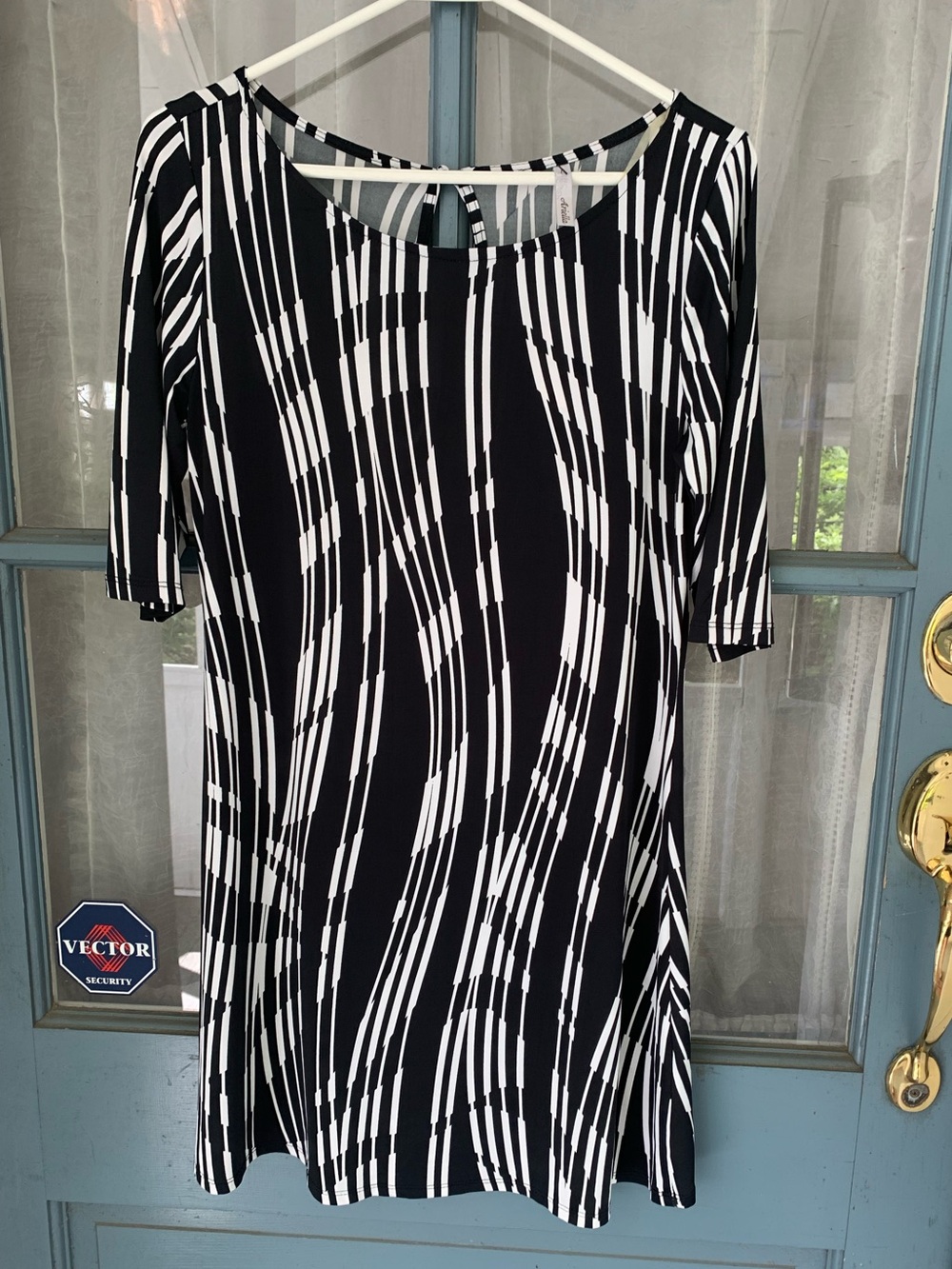Ariella Black & White Wavy-Stripe Midi Dress